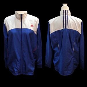 Vintage Adidas Mesh Lined Windbreaker Jacket Bue White Sz XL